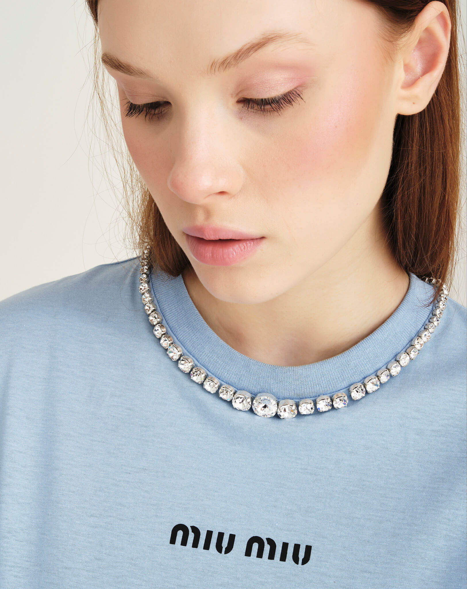 Miu Miu - Necklace Collar Logo Print Tshirt M